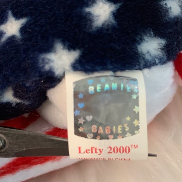 Ty (14) Lefty 2000 Beanie Babies Plush with Red, White, and Blue Stars - Picture 6 of 15